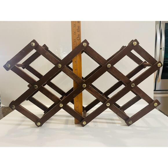 Wooden Freestanding Folding Wine Bottle Rack Kitchen Storage Vintage - Picture 8 of 9